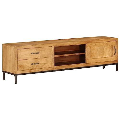 MOBCANT TV-Schrank, Lowboard TV-Regal TV-Board TV-Table Geeignet für Schlafzimmer Wohnung Küche Wohnbereich Massivholz Mango 140x30x40 cm von MOBCANT