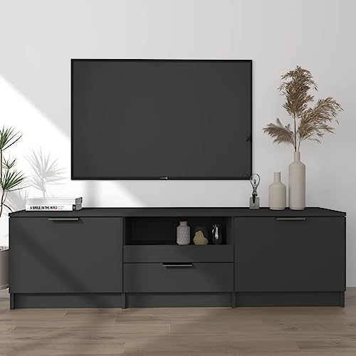 MOBCANT TV-Schrank, TV-Bank Fernseherständer TV-Tisch TV-unterschrank Geeignet für Wohnung Küche Wohnbereich Büro Schwarz 140x35x40 cm Holzwerkstoff von MOBCANT