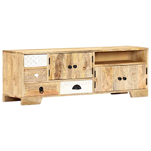 MOBCANT TV-Schrank, TV-Cabinet TV-Table Lowboard Sideboard Geeignet für Schlafzimmer Küche Wohnbereich Hotel 120x30x40 cm Massivholz Mango von MOBCANT