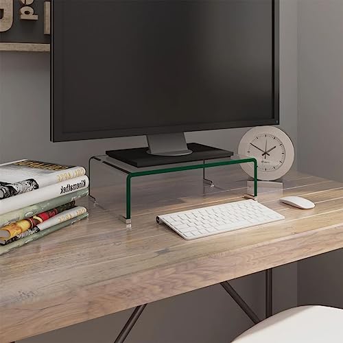 MOBCANT TV-Tisch/Bildschirmerhöhung Glas, Monitorständer TV-Aufsatz TV Regal Monitorerhöhung Geeignet für Wohnbereich Büro Küche Wohnung Transparent 40x25x11 cm von MOBCANT