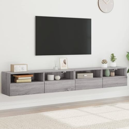 MOBCANT TV-Wandschränke 2 STK, Fernsehständer Lowboard hängend Hängeschrank Schränke Geeignet für Büro Schlafzimmer Wohnung Wohnbereich Grau Sonoma 100x30x30 cm Holzwerkstoff von MOBCANT