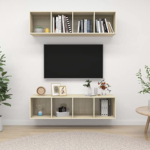 MOBCANT TV-Wandschränke 2 STK, TV möbel Fernsehschrank Hängeschrank Wohnwand Geeignet für Hotel Schlafzimmer Wohnung Büro Sonoma-Eiche Holzwerkstoff von MOBCANT