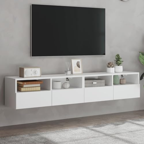 MOBCANT TV-Wandschränke 2 STK, Wohnwand Schränke Fernsehschrank TV Schrank Geeignet für Wohnung Schlafzimmer Hotel Wohnbereich Weiß 80x30x30 cm Holzwerkstoff MOBCANT TV-Wandschränke 2 STK, Wohnwand Schränke Fernsehschrank TV Schrank Geeignet für Wohnung Schlafzimmer Hotel Wohnbereich Weiß 80x30x30 cm Holzwerkstoff von MOBCANT