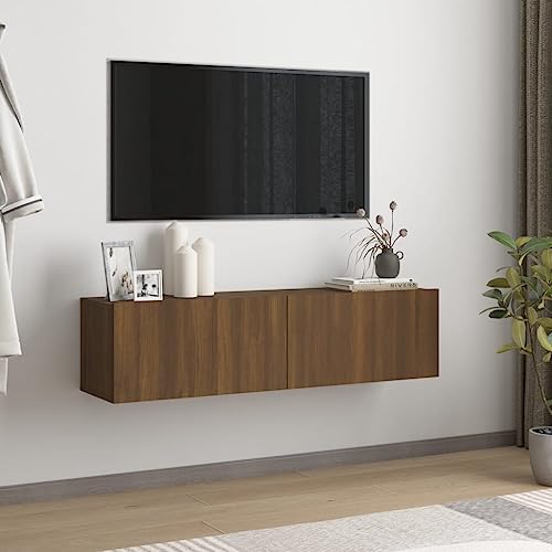 MOBCANT TV-Wandschrank, TV möbel Schränke Hängeschrank Wohnwand Geeignet für Schlafzimmer Wohnbereich Hotel Büro Braun Eichen-Optik 120x30x30 cm Holzwerkstoff von MOBCANT