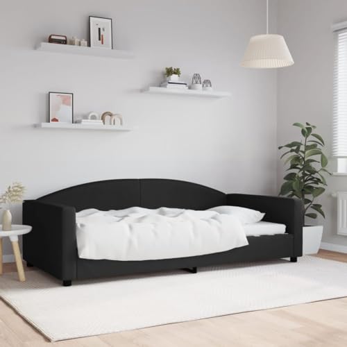 MOBCANT Tagesbett, Bettstütze Betten Bettsystem Futonbett Geeignet für Wohnungen Hotel Gästezimmer Schlafzimmer Schwarz 100x200 cm Stoff von MOBCANT