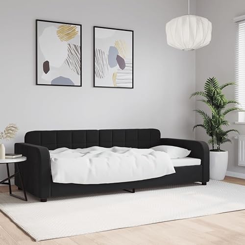 MOBCANT Tagesbett, Futonbett Polsterbett Betten Bettrahmen Geeignet für Schlafzimmer Gästezimmer Wohnungen Schulen Schwarz 90x200 cm Samt von MOBCANT