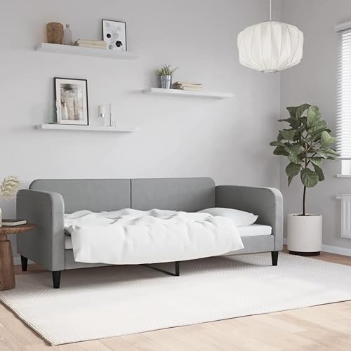 MOBCANT Tagesbett, Futonbett Polsterbett Bettstütze Doppelbett Geeignet für Wohnungen Hotel Schulen Schlafzimmer Hellgrau 90x190 cm Stoff MOBCANT Tagesbett, Futonbett Polsterbett Bettstütze Doppelbett Geeignet für Wohnungen Hotel Schulen Schlafzimmer Hellgrau 90x190 cm Stoff von MOBCANT