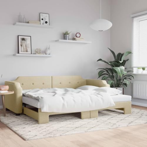 MOBCANT Tagesbett Ausziehbar, Bettsystem Hausbett Futonbett Betten Geeignet für Gästezimmer Schulen Hotel Wohnungen Creme 90x200 cm Stoff MOBCANT Tagesbett Ausziehbar, Bettsystem Hausbett Futonbett Betten Geeignet für Gästezimmer Schulen Hotel Wohnungen Creme 90x200 cm Stoff von MOBCANT