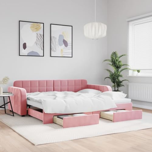 MOBCANT Tagesbett Ausziehbar mit Schubladen, Bettrahmen Betten Bett Hausbett Geeignet für Schulen Gästezimmer Schlafzimmer Wohnungen Rosa 90x200 cm Samt MOBCANT Tagesbett Ausziehbar mit Schubladen, Bettrahmen Betten Bett Hausbett Geeignet für Schulen Gästezimmer Schlafzimmer Wohnungen Rosa 90x200 cm Samt von MOBCANT