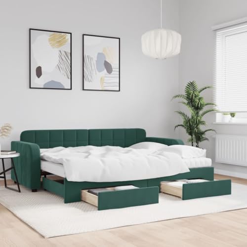 MOBCANT Tagesbett Ausziehbar mit Schubladen, Bettsystem Familienbett Bett Bettgestell Geeignet für Schulen Gästezimmer Hotel Schlafzimmer Dunkelgrün 80x200 cm Samt MOBCANT Tagesbett Ausziehbar mit Schubladen, Bettsystem Familienbett Bett Bettgestell Geeignet für Schulen Gästezimmer Hotel Schlafzimmer Dunkelgrün 80x200 cm Samt von MOBCANT