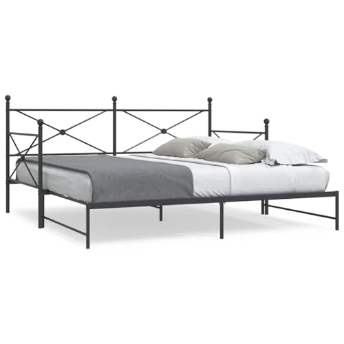MOBCANT Tagesbett Ausziehbar ohne Matratze, Bettrahmen Futonbett Bett Betten Geeignet für Wohnungen Gästezimmer Hotel Schulen Schwarz 100x200 cm Stahl von MOBCANT
