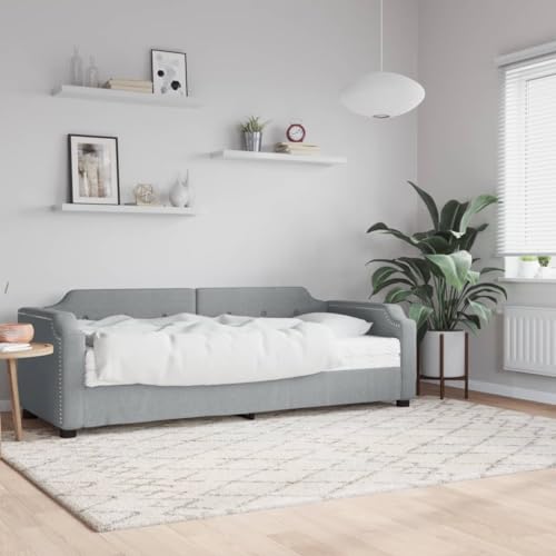 MOBCANT Tagesbett mit Matratze, Doppelbett Futonbett Familienbett Bettstütze Geeignet für Wohnungen Gästezimmer Hotel Schlafzimmer Hellgrau 90x190 cm Stoff MOBCANT Tagesbett mit Matratze, Doppelbett Futonbett Familienbett Bettstütze Geeignet für Wohnungen Gästezimmer Hotel Schlafzimmer Hellgrau 90x190 cm Stoff von MOBCANT