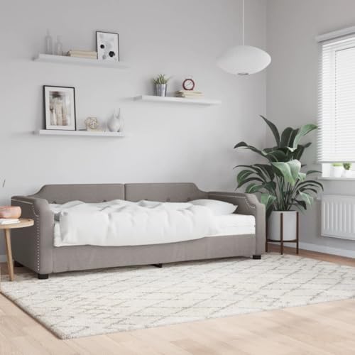 MOBCANT Tagesbett mit Matratze, Futonbett Bettstütze Bettrahmen Polsterbett Geeignet für Schulen Wohnungen Hotel Gästezimmer Taupe 100x200 cm Stoff von MOBCANT