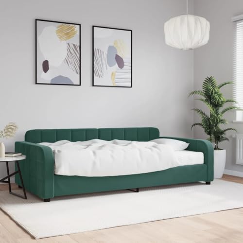 MOBCANT Tagesbett mit Matratze, Futonbett Polsterbett Familienbett Hausbett Geeignet für Hotel Wohnungen Schulen Schlafzimmer Dunkelgrün 100x200 cm Samt von MOBCANT