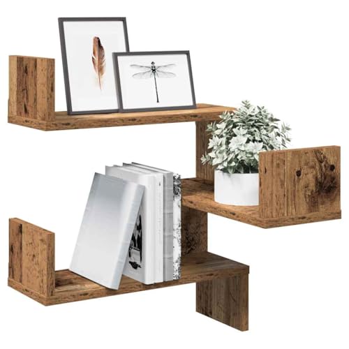 MOBCANT Wand-Eckregale 2 STK. Altholz-Optik 40x40x49,5 Holzwerkstoff, Regal Floating Shelves Hängeregal Schwebendes Regal Verwendbar für Wohnzimmer Badezimmer Schlafzimmer Arbeitszimmer MOBCANT Wand-Eckregale 2 STK. Altholz-Optik 40x40x49,5 Holzwerkstoff, Regal Floating Shelves Hängeregal Schwebendes Regal Verwendbar für Wohnzimmer Badezimmer Schlafzimmer Arbeitszimmer von MOBCANT