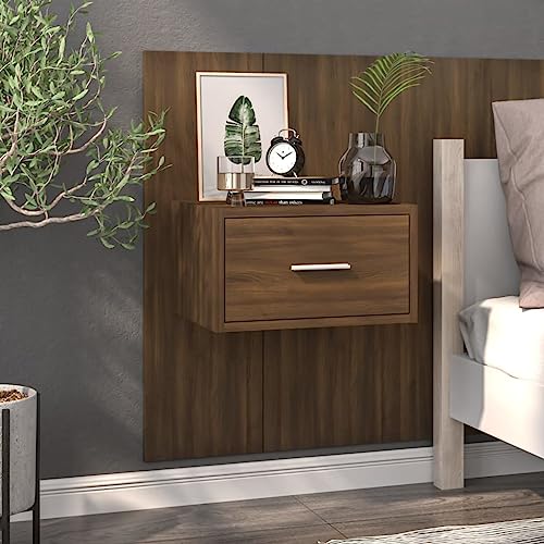 MOBCANT Wand-Nachttisch, Nachtkasten Nachtisch Nachtschrank Hängende Nachttische Geeignet für Wohnstube Wohnung Hotel Mehrbettzimmer Braun Eichen-Optik von MOBCANT