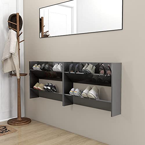 MOBCANT Wand-Schuhschränke 2 STK. Hochglanz-Grau 80x18x60cm, Schuhkommode Shoe Cabinet Schuhregal Schuhständer Geeignet für Flur Garderobe Wohnheim Schlafzimmer MOBCANT Wand-Schuhschränke 2 STK. Hochglanz-Grau 80x18x60cm, Schuhkommode Shoe Cabinet Schuhregal Schuhständer Geeignet für Flur Garderobe Wohnheim Schlafzimmer von MOBCANT