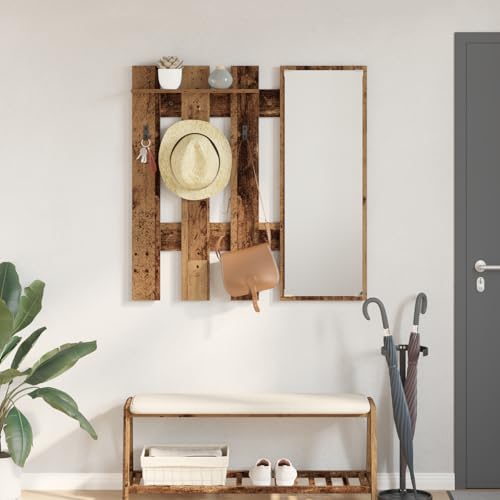 MOBCANT Wandmontierter Kleiderständer Altes Holz 100 x 10 x 100 cm, Hängeregal Bilderleiste Bücherregal Wand Schwebendes Regal Verwendbar für Badezimmer Arbeitszimmer Waschküche Schlafzimmer MOBCANT Wandmontierter Kleiderständer Altes Holz 100 x 10 x 100 cm, Hängeregal Bilderleiste Bücherregal Wand Schwebendes Regal Verwendbar für Badezimmer Arbeitszimmer Waschküche Schlafzimmer von MOBCANT