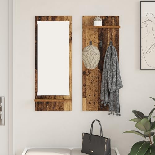 MOBCANT Wandmontierter Kleiderständer Altes Holz 70 x 10 x 90 cm, Bilderleiste Floating Shelves Bücherregal Wand Hängeregal Verwendbar für Wohnzimmer Waschküche Schlafzimmer Arbeitszimmer von MOBCANT
