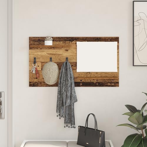 MOBCANT Wandmontierter Kleiderständer Altes Holz 90 x 10 x 50 cm, Floating Shelves Regalbrett Schwebendes Regal Hängeregal Verwendbar für Wohnzimmer Arbeitszimmer Waschküche Schlafzimmer von MOBCANT