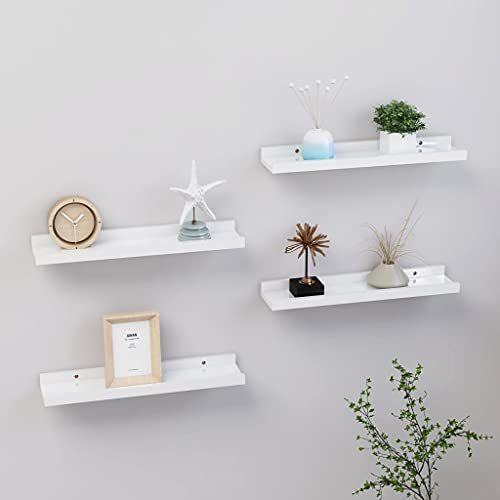 MOBCANT Wandregale 4 STK. Hochglanz-Weiß 40x9x3 cm, Schwebendes Regal Bilderleiste Regal Floating Shelves Verwendbar für Arbeitszimmer Schlafzimmer Waschküche Wohnzimmer von MOBCANT