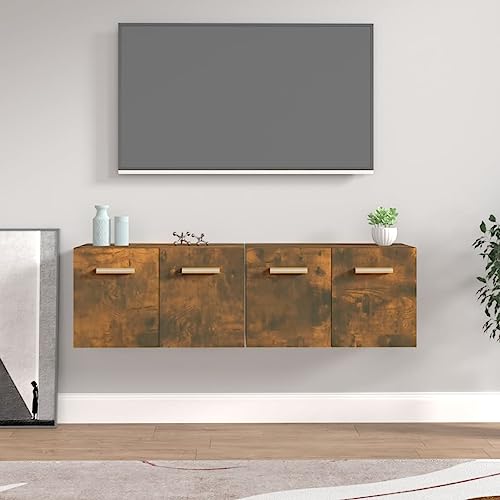 MOBCANT Wandschränke 2 STK. Räuchereiche 60x36,5x35 cm Holzwerkstoff, Vitrinenschrank Büroschrank TV-Schrank Beistellschrank Geeignet für Schlafzimmer Schule Büro Wohnzimmer von MOBCANT