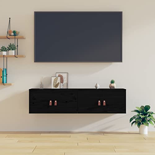 MOBCANT Wandschränke 2 STK. Schwarz 60x30x30 cm Massivholz Kiefer, Sammlervitrine Wandregale Kleiderständer Vitrinenschrank Verwendbar für Wohnzimmer Schlafzimmer Waschküche Badezimmer MOBCANT Wandschränke 2 STK. Schwarz 60x30x30 cm Massivholz Kiefer, Sammlervitrine Wandregale Kleiderständer Vitrinenschrank Verwendbar für Wohnzimmer Schlafzimmer Waschküche Badezimmer von MOBCANT