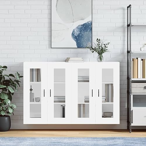 MOBCANT Wandschränke STK, Buffetschrank Storage Cabinet Mehrzweckschrank Hängeschrank Geeignet für Küche Schlafzimmer Wohnbereich Korridor Weiß Holzwerkstoff von MOBCANT