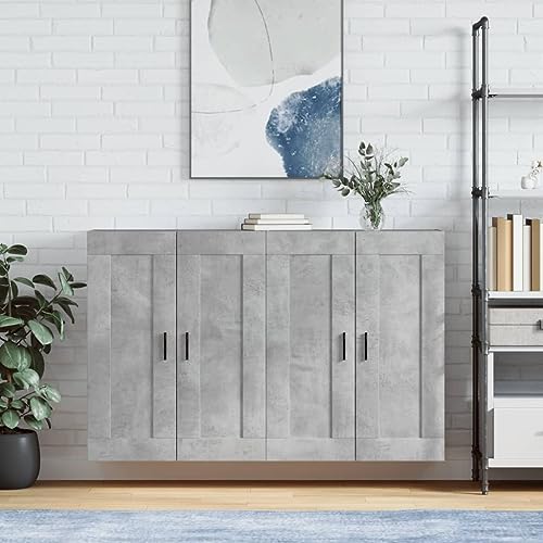 MOBCANT Wandschränke STK, Hängeschrank Schränke Storage Cabinet Vorratsschrank Geeignet für Schlafzimmer Korridor Foyer Wohnbereich Betongrau Holzwerkstoff von MOBCANT