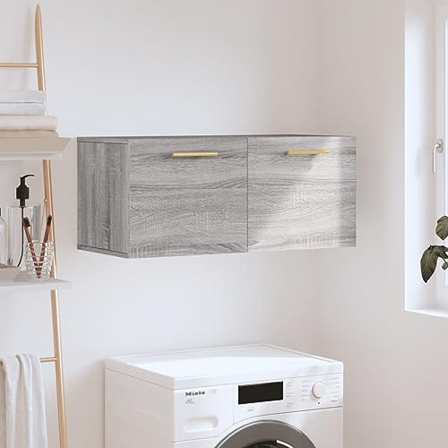 MOBCANT Wandschrank Grau Sonoma 80x36,5x35 cm Holzwerkstoff, Büroschrank Garderobenschrank Beistellschrank Vorratsschrank Geeignet für Flur Wohnheim Schlafzimmer Büro von MOBCANT