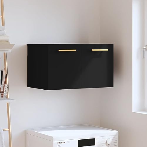 MOBCANT Wandschrank Schwarz 60x36,5x35 cm Holzwerkstoff, Mehrzweckschrank Vorratsschrank Hängeschrank Vitrinenschrank Geeignet für Flur Büro Schule Schlafzimmer von MOBCANT
