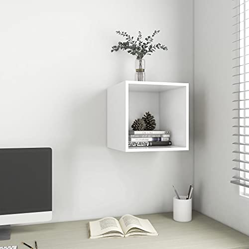 MOBCANT Wandschrank Weiß 37x37x37 cm Holzwerkstoff, Regal Bücherregal Wand Schwebendes Regal Regalbrett Verwendbar für Schlafzimmer Waschküche Arbeitszimmer Wohnzimmer von MOBCANT