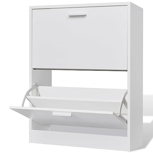 MOBCANT Weißer Holz-Schuhschrank mit 2 Schuhkippern, Schuhorganizer Shoe Cabinet Schuhständer Schuhregal Geeignet für Wohnzimmer Wohnheim Schlafzimmer Hotel MOBCANT Weißer Holz-Schuhschrank mit 2 Schuhkippern, Schuhorganizer Shoe Cabinet Schuhständer Schuhregal Geeignet für Wohnzimmer Wohnheim Schlafzimmer Hotel von MOBCANT