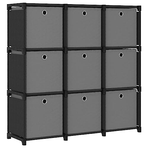 MOBCANT Würfelregal mit 9 Boxen Schwarz 103x30x107,5 cm Stoff, Bookshelf Badregal Kellerregal Lagerregal Geeignet für Schlafzimmer Büro Arbeitszimmer Hotel von MOBCANT