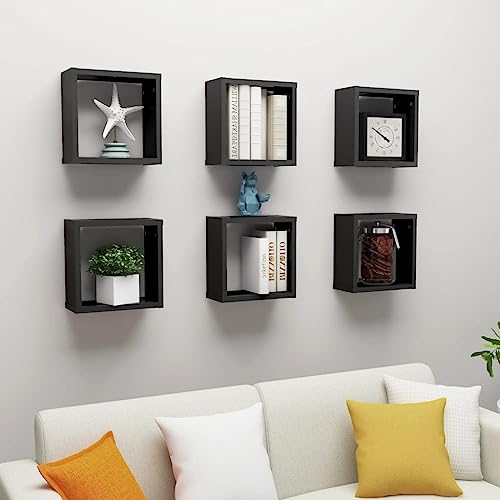 MOBCANT Würfelregale 6 STK. Schwarz 30x15x30 cm, Hängeregal Schwebendes Regal Regal Floating Shelves Verwendbar für Wohnzimmer Waschküche Badezimmer Arbeitszimmer MOBCANT Würfelregale 6 STK. Schwarz 30x15x30 cm, Hängeregal Schwebendes Regal Regal Floating Shelves Verwendbar für Wohnzimmer Waschküche Badezimmer Arbeitszimmer von MOBCANT