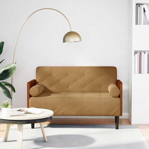MOBCANT Zweisitzer-Sofa mit Nackenrollen Braun 110 cm Samt Wohnlandschaft Couchgarnitur Modulares Sofa Schlafcouch für Empfangsraum Wohnzimmer Wohnung Hotel MOBCANT Zweisitzer-Sofa mit Nackenrollen Braun 110 cm Samt Wohnlandschaft Couchgarnitur Modulares Sofa Schlafcouch für Empfangsraum Wohnzimmer Wohnung Hotel von MOBCANT