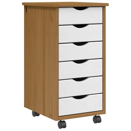 Rollschrank mit Schubladen Honigbraun Massivholz Kiefer, Aktenschrank Schränke Schränkchen Sideboards Geeignet für Flur Schule Wohnheim Büro von MOBCANT