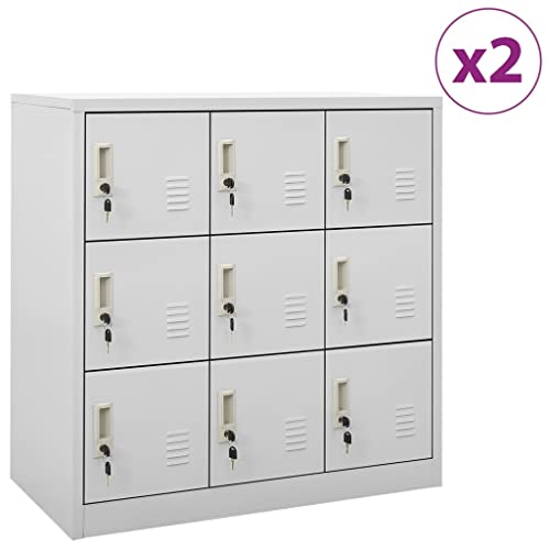 Schließfachschränke 2 STK. Hellgrau 90x45x92,5 cm Stahl, Vitrinenschrank Vorratsschrank Büroschrank Aktenschrank Geeignet für Flur Schule Büro Lagerraum Schließfachschränke 2 STK. Hellgrau 90x45x92,5 cm Stahl, Vitrinenschrank Vorratsschrank Büroschrank Aktenschrank Geeignet für Flur Schule Büro Lagerraum von MOBCANT