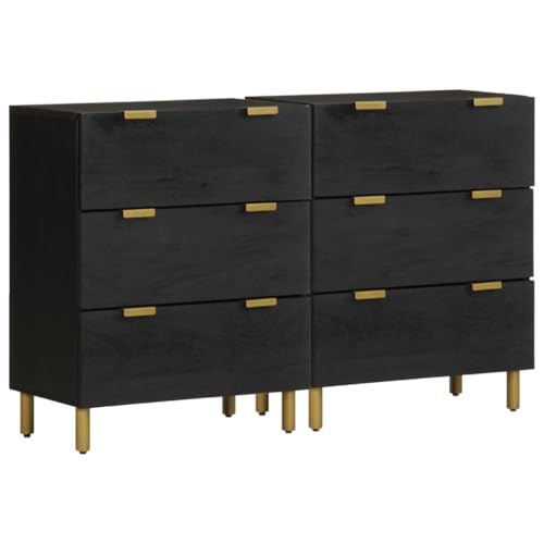 Sideboards 2 STK. Schwarz 60x33x75 cm Holzwerkstoff, Garderobenschrank Beistellschrank Mehrzweckschrank Aktenschrank Geeignet für Schule Hotel Büro Wohnzimmer von MOBCANT