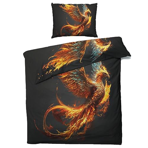 MOBEITI Phönix Bettwäsche 135x200, Fantasy Wendebettwäsche, Weiche Kuschelige Mikrofaser Bettbezug Set 2teilig, 1 Kissenbezug 80x80, mit Reißverschluss MOBEITI Phönix Bettwäsche 135x200, Fantasy Wendebettwäsche, Weiche Kuschelige Mikrofaser Bettbezug Set 2teilig, 1 Kissenbezug 80x80, mit Reißverschluss von MOBEITI