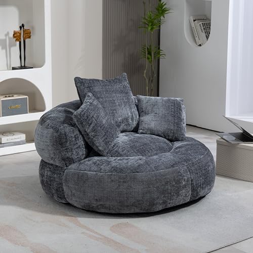 MOBETTRES Lazy Sofa Durable Komfort Lounger hohen Rücken Sitzsack Stuhl Couch mit DREI Kissen für Erwachsene und Kinder, Single Gaming Sofa Stuhl für Schlafzimmer (Grau) von MOBETTRES