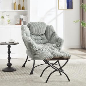 MOBETTRES Lazy Chair mit Ottoman, Modern Lounge Accent Chair mit Armlehnen und Einer Seitentasche, Freizeit gepolstert Sofa Stuhl Lesesessel mit Fußstütze für kleinen Raum, Eckstuhl (Hellgrün) von MOBETTRES
