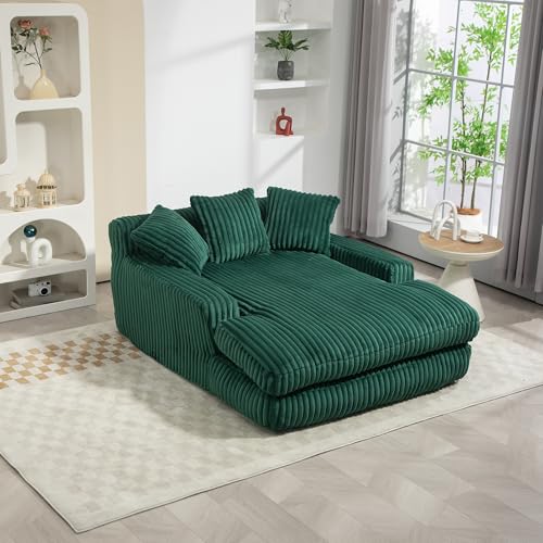 MOBETTRES Modernes Cord-Schlafsofa Cloud Couch mit 3 weichen Kissen, bequemes Einzelsitz-Bodensofa für Wohnzimmer Wohnung Büro (Emerald) von MOBETTRES