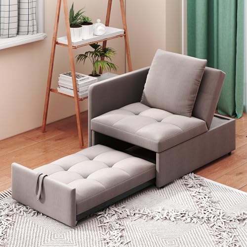 MOBETTRES Polsterbett Schlafsofa 3 in 1 Multifunktions-Schlafsofa, Leinenstoffsofa mit Verstellbarer Rückenlehne, Liegesofa für kleine Räume von MOBETTRES