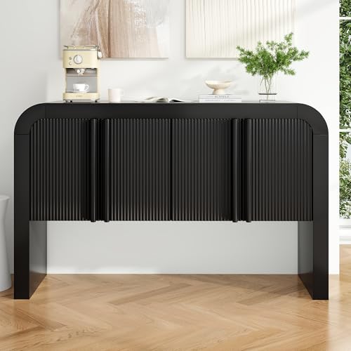 MOBETTRES Sideboard mit Abgerundeter Ecke, leichte, Moderne Eleganz mit magnetischen Türen mit Kippsicherung für Küche, Esszimmer, Wohnzimmer, Heim (Schwarz) von MOBETTRES