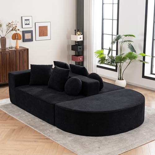 MOBETTRES Wohnzimmer/Schlafzimmer mit segmentiertem Wolkensofa, modernem modularen Sofa, ohne Montage, komfortablem, hautfreundlichem Chenille-Stoff (Schwarz) von MOBETTRES