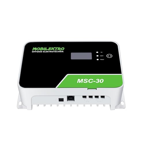 0%MwSt. MOBILEKTRO® MPPT100/30 passiv gekühlter MSC 30A MPPT Solarladeregler mit LCD/Bluetooth für 12V/24V Versorgungsbatterien und 450Wp/900Wp Solarmodule/Solarpanele 100V von MOBILEKTRO
