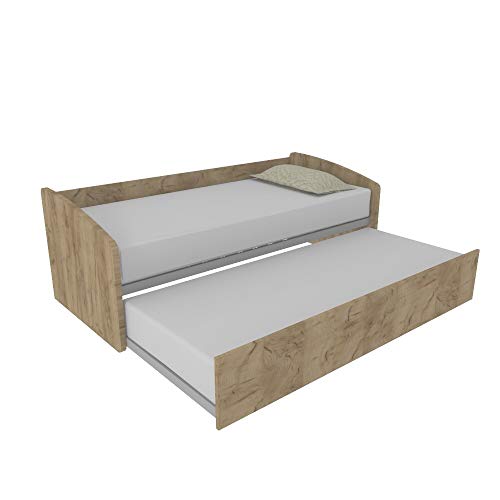 MOBILFINO CAMERETTE 600 cm Schlafsofa mit einem zweiten unabhängigen ausziehbaren Bett und einem ausziehbaren Bett zu einem Doppelbett, inklusive Lattenrosten, hergestellt in Italien, Eichenholz von MOBILFINO CAMERETTE