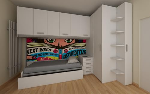 MOBILFINO CAMERETTE Komplettes Brückenzimmer mit ausziehbarem Bett, begehbarem Eckschrank und integriertem Nachttisch MOBILFINO CAMERETTE Komplettes Brückenzimmer mit ausziehbarem Bett, begehbarem Eckschrank und integriertem Nachttisch von MOBILFINO CAMERETTE