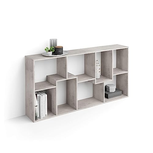 MOBILI FIVER, Iacopo XS, niedriges Bücherregal (160,8 x 80 cm), Grauer Beton, Made In Italy von MOBILI FIVER